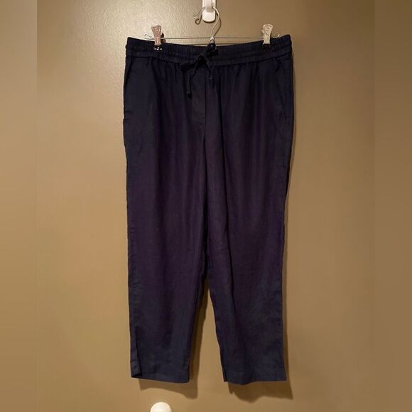 Talbots 100% Linen Capri Pants Navy Size 6 Petite - Picture 2 of 9